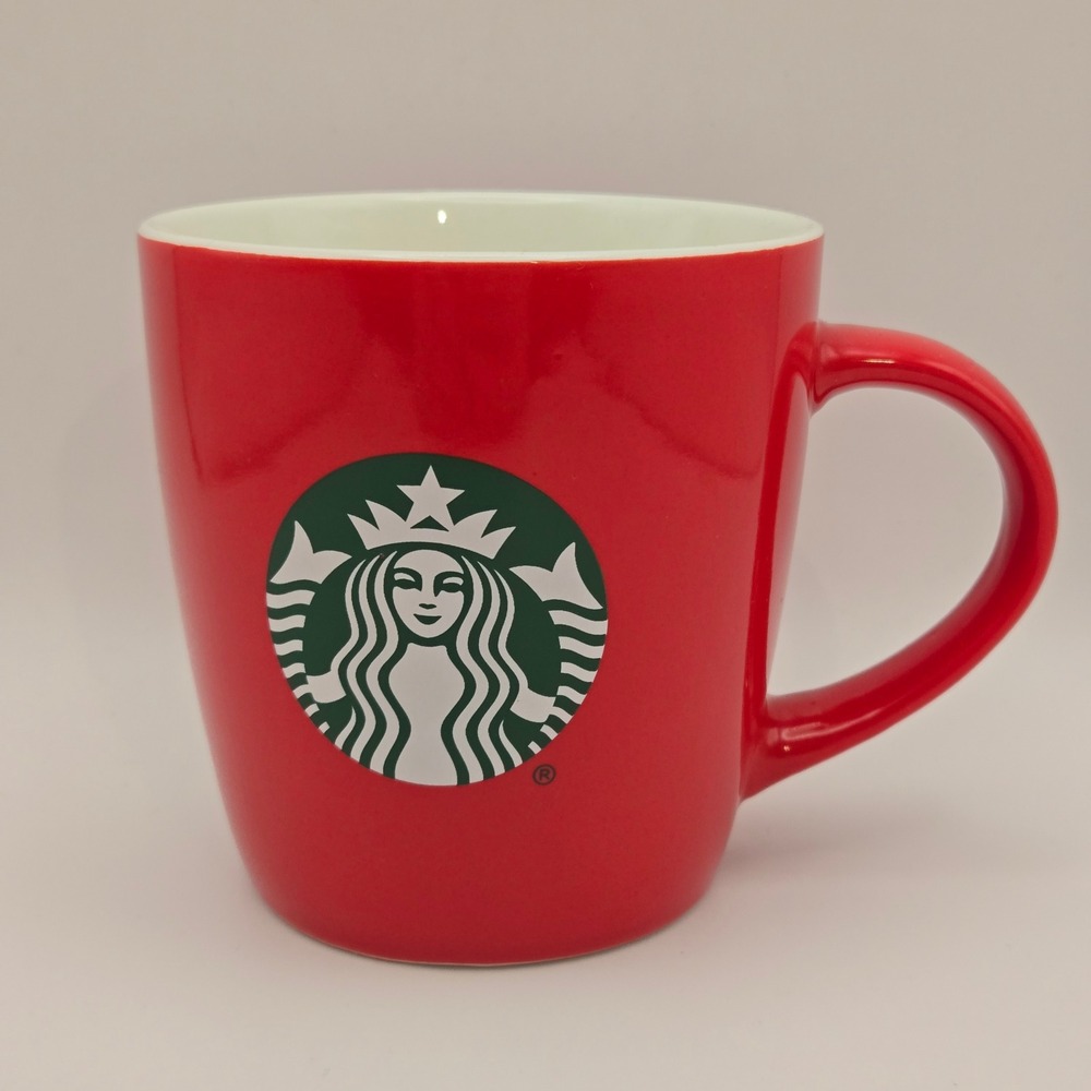 Starbucks 12oz Ceramic Siren Logo‎ Coffee Mug Red Unisex Classic Minimalist